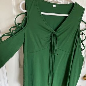 Green open long-sleeve top